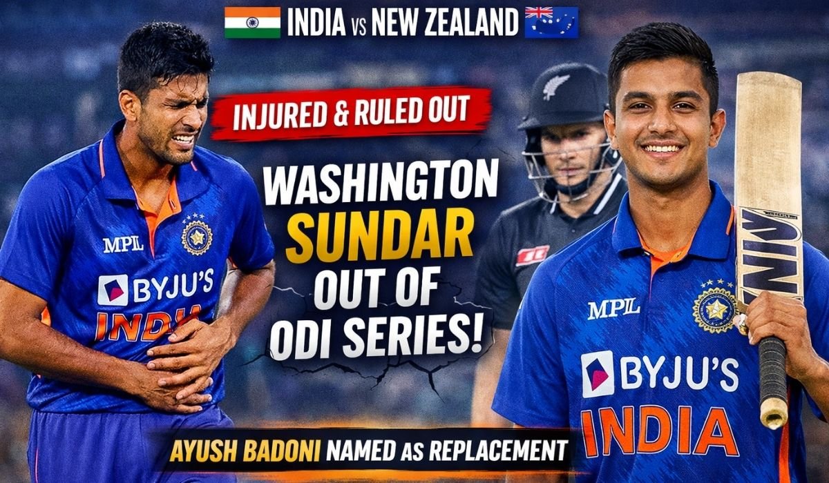 Washington Sundar Ruled Out of India–New Zealand ODI Series After Rib Injury
